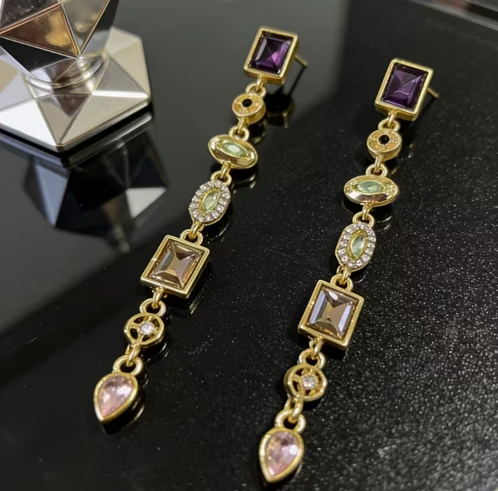 Multi-Color Teardrop Dangle Earrings