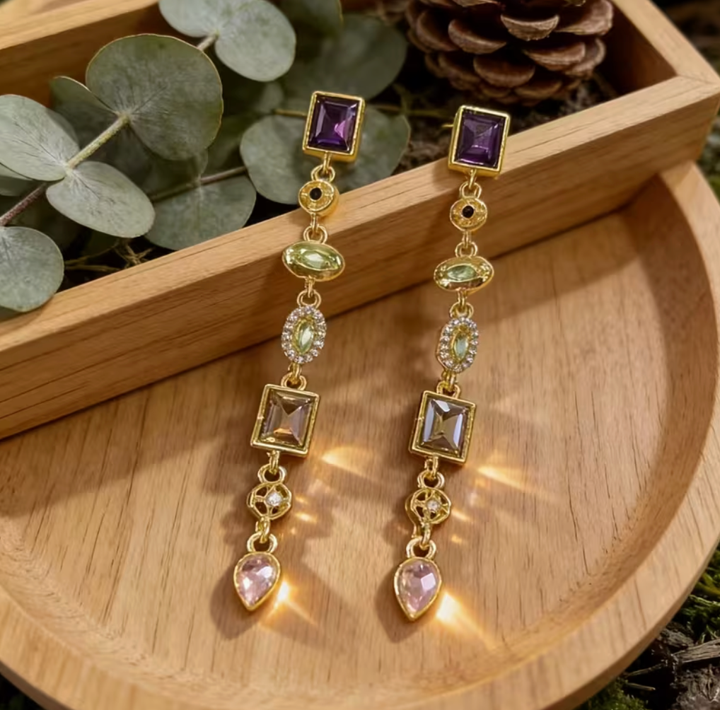 Multi-Color Teardrop Dangle Earrings