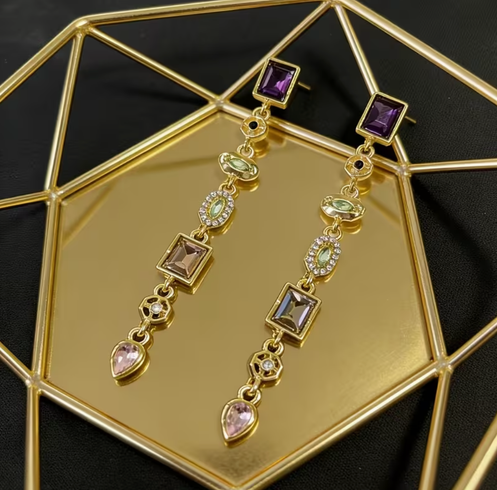 Multi-Color Teardrop Dangle Earrings